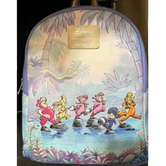 Disney Loungefly Peter Pan Lost Boys Skipping Over River Rocks Mini Backpack NWT - Picture 6 of 15